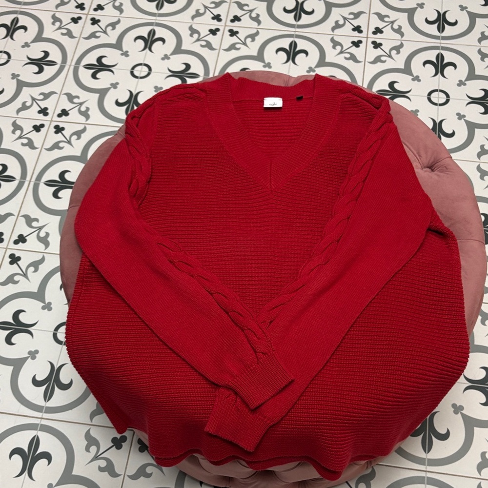 CAbi Bold Red V-Neck Sweater